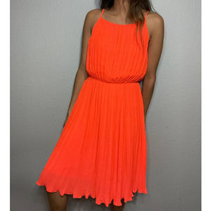 Blaque label Pleated Orange Tank Dress Medium